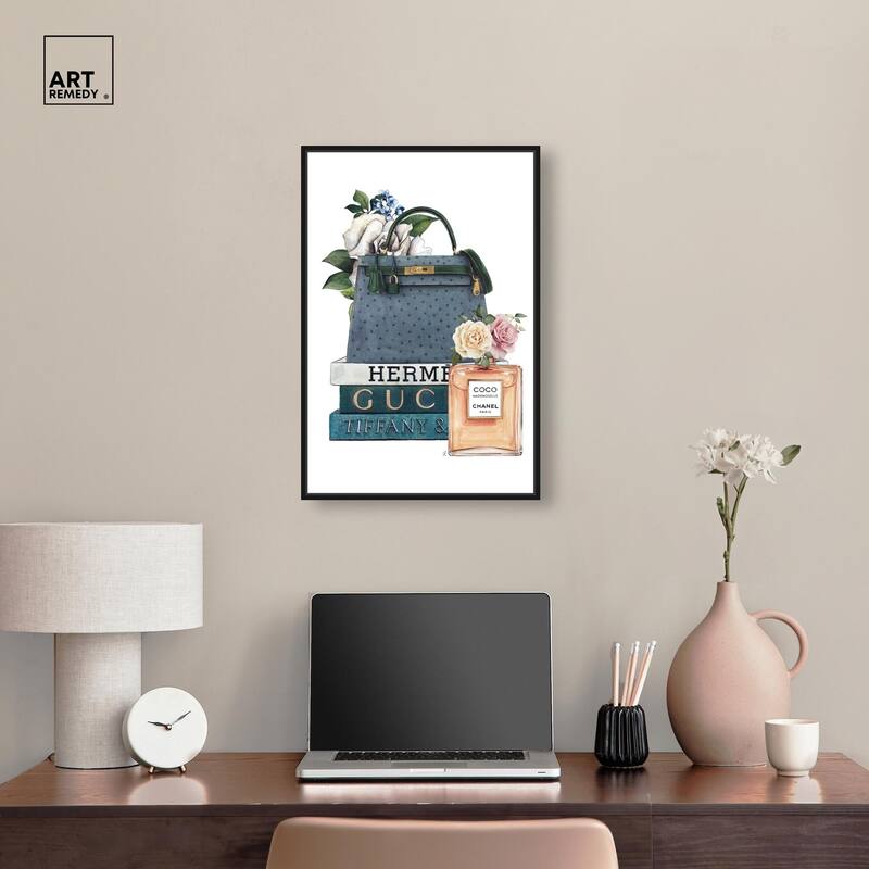 Books and Coco Orange Canvas by Art Remedy