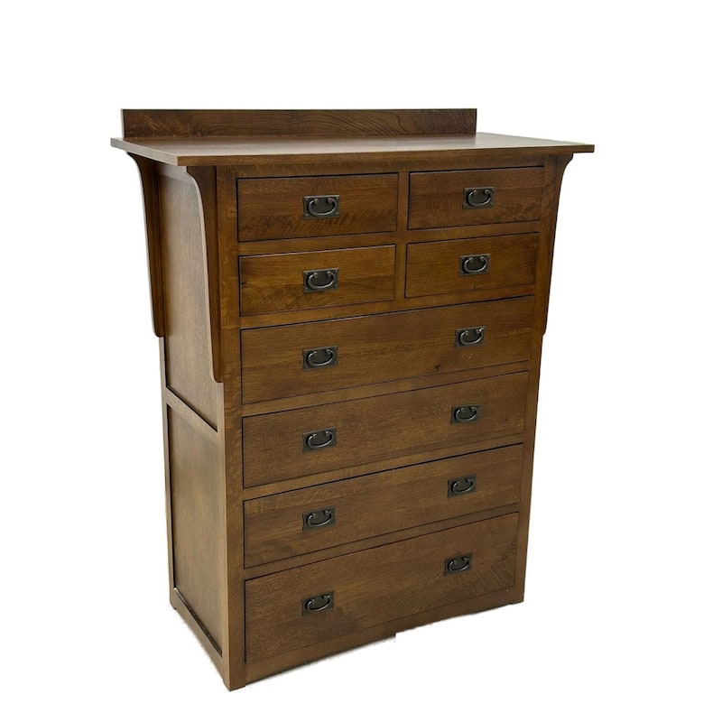 Mission Quarter Sawn Oak 8 Drawer Dresser - Walnut