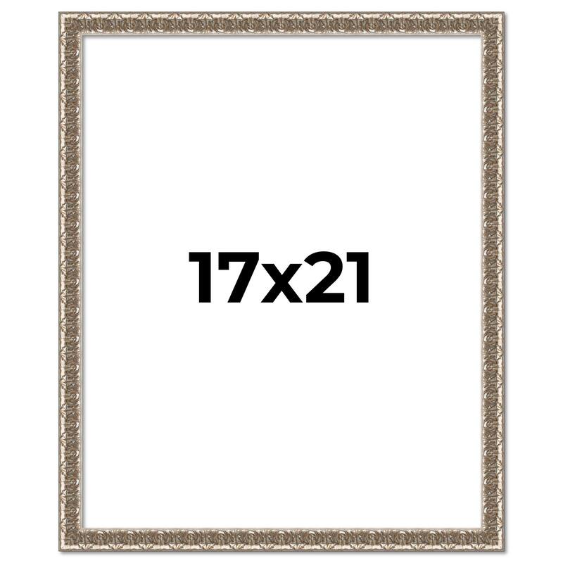 17x21 Frame Silver Versailles Ornate Solid Wood Picture Frame | 1 Inch
