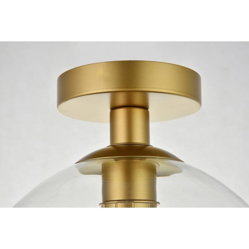 1-light Flush-mount Ceiling Fixture w/ 10-in. Spherical Clear Glass Shade