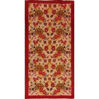 Antique Floral Kerman Persian Area Rug Hand-knotted Wool Carpet - 3'4 ...