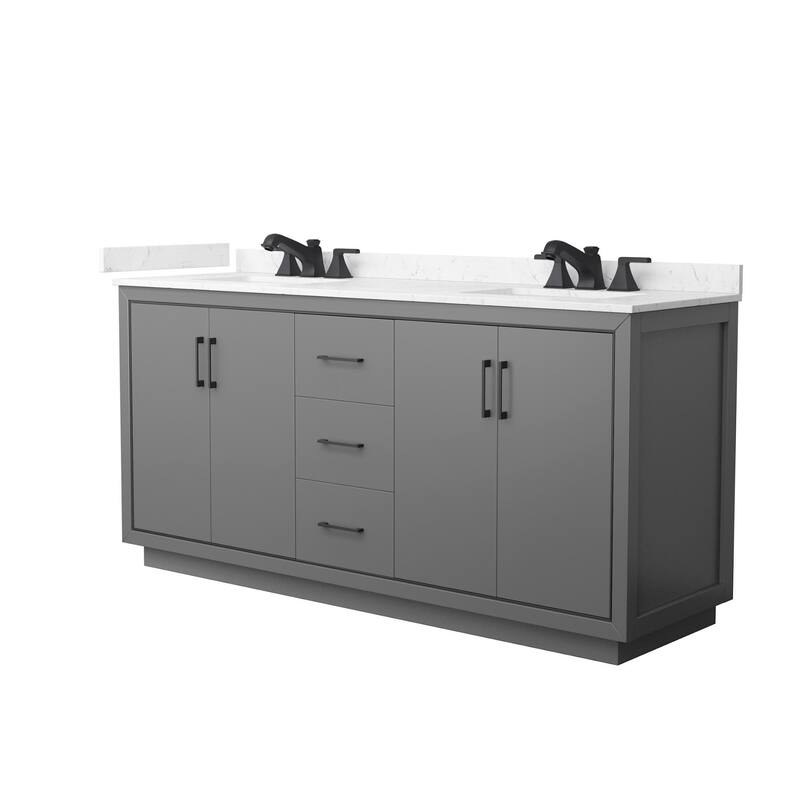 Wyndham Collection WCF1111-72D-VCA-US3MXX Icon 72" Free Standing - Dark Gray / Carrara Cultured Marble Top / Matte