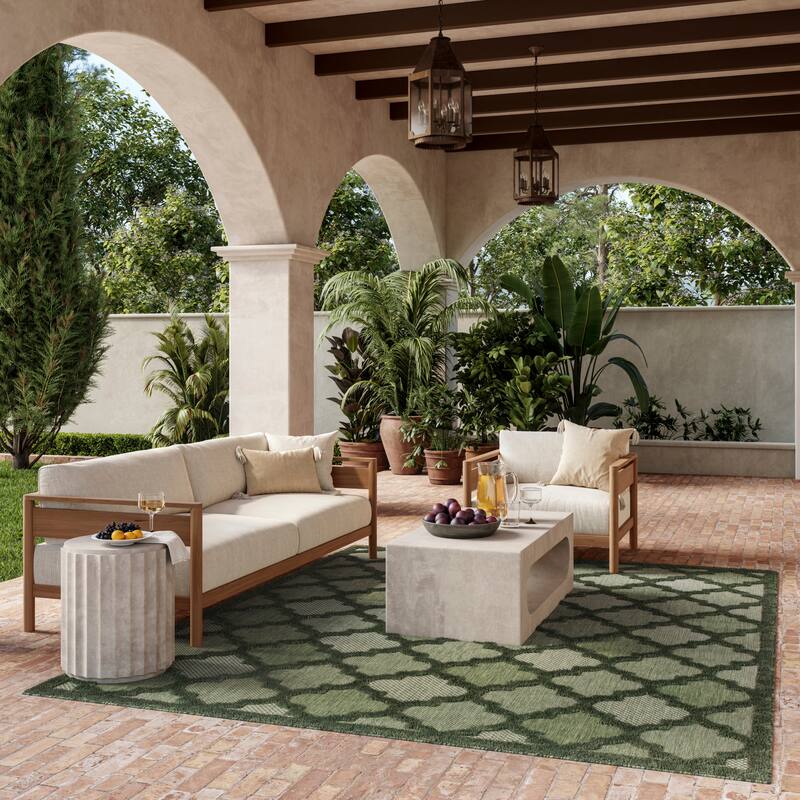 Nourison Easy Care Indoor/Outdoor Moroccan Trellis Area Rug - 8' x 10' - Green
