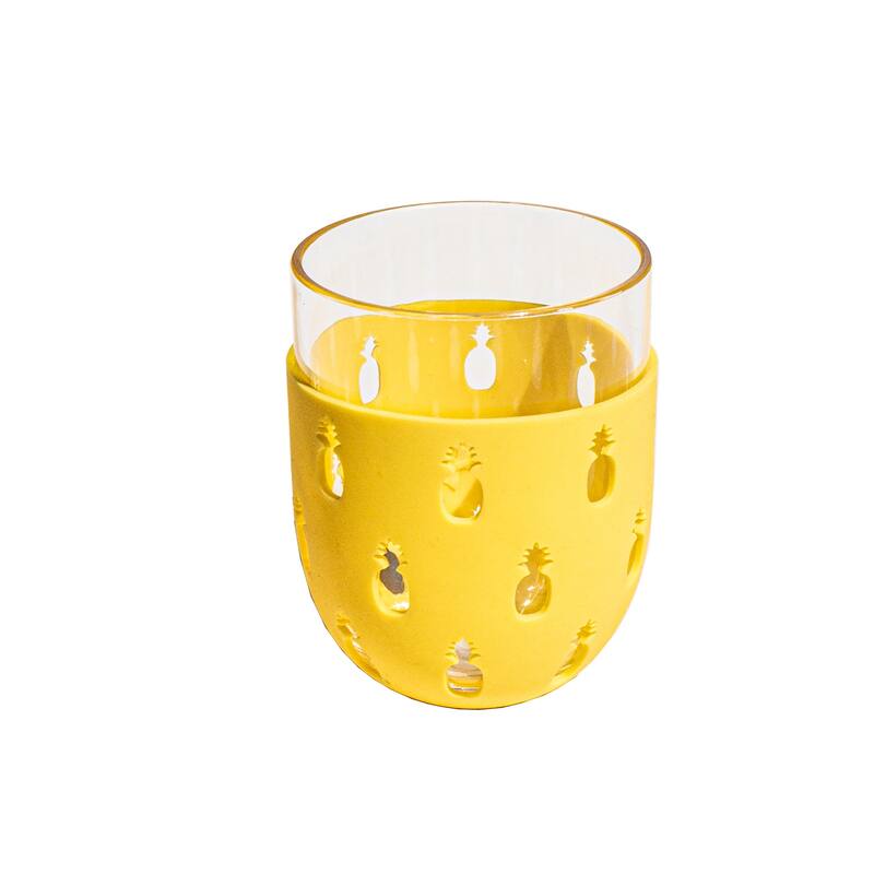 Abode Homewares Party Sleeve Pineapple Acrylic Stemless Wine Glass - Yellow - 15.5 oz - Set of 6