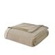 Twin Classic Matte Satin Binding Micro Fleece Blanket Beige - Bed Bath ...