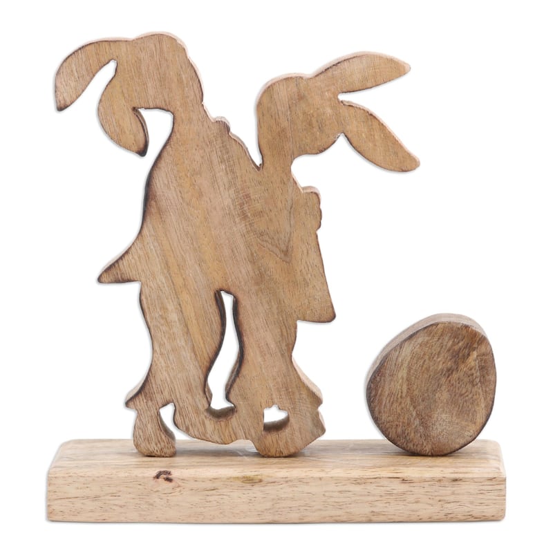Novica Handmade Romantic Bunnies Wood Sculpture