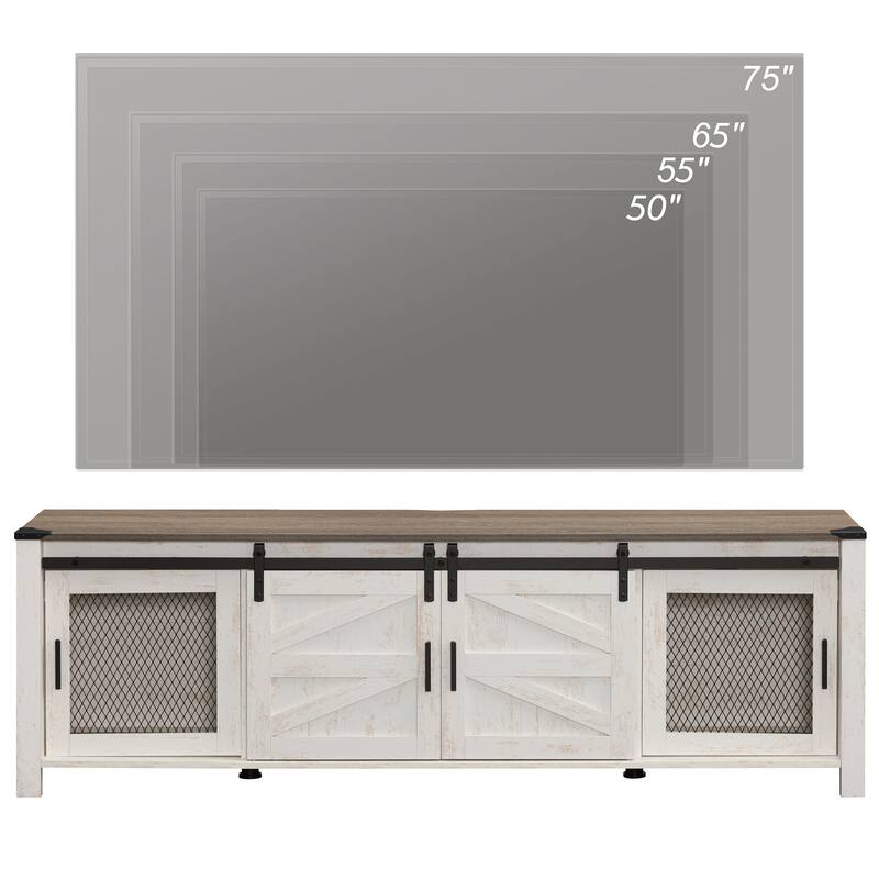 Sliding Barn Door TV Stand Cabinet, Entertainment Center for 75" TV