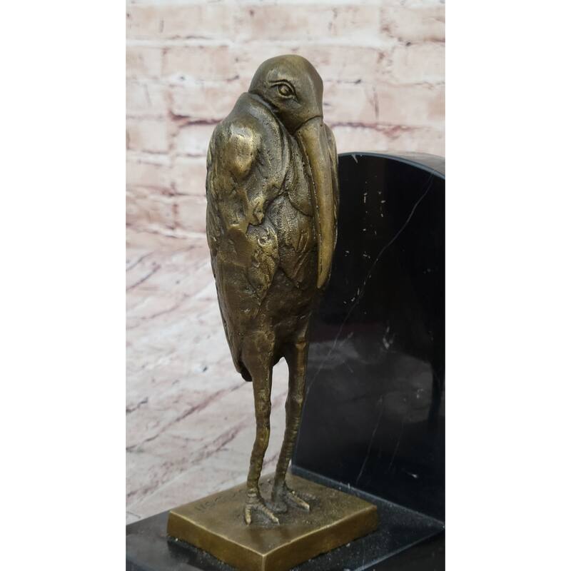 Salvador Dali Pair Pelican Bookends Book Ends Bronze Bird Lover Sculpture Statue