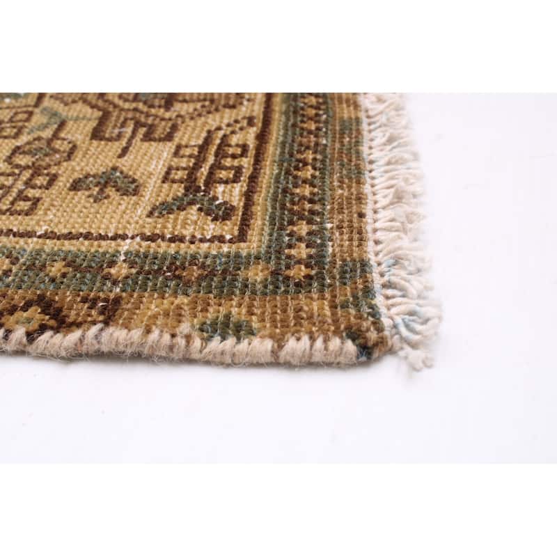 ECARPETGALLERY Hand-knotted Antalya Vintage Khaki Wool Rug - 5'1 x 6'10