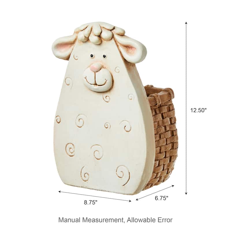 Glitzhome 13"H MGO Cute Sheep Cow Shape Statue Planter Pot Gift