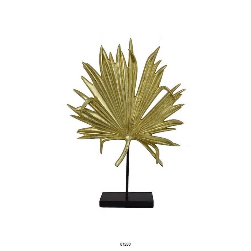 Menny 21 Inch Palm Leaf Resin Decorative Sculpture, Resin Gold Finish