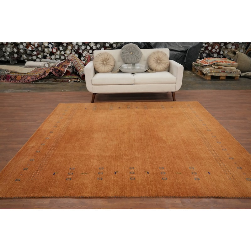 Hand Knotted Oriental 100% Wool Carpet Tribal Animal Pictorial Oranges & Rust Gabbeh Area Rug - 8' 0'' X 7' 8''