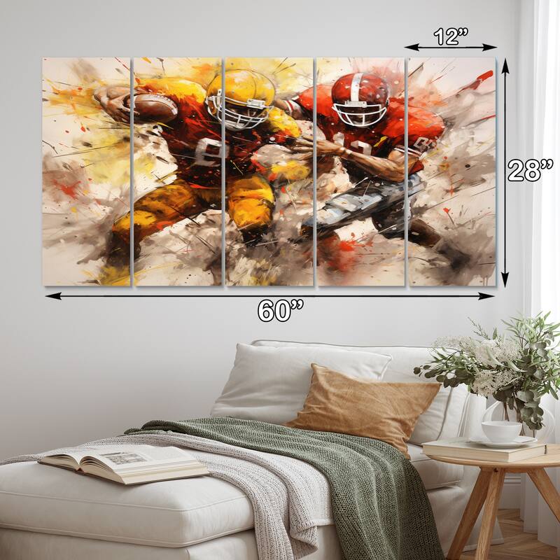 Designart "Abstract Duality II" Abstract Collages Multipanel Wall Art Living Room set