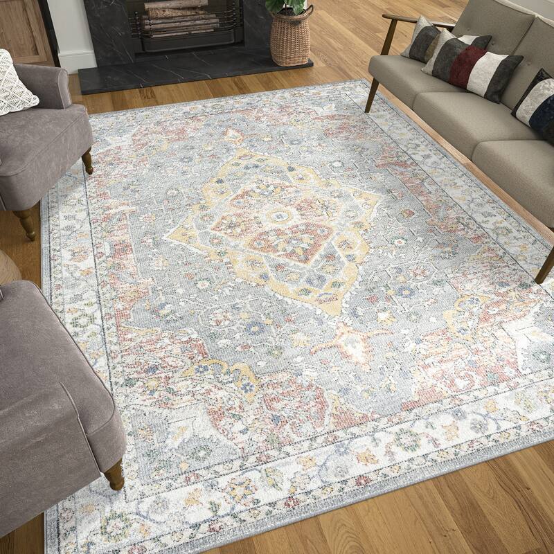 Addalyn French Country Medallion Area Rug