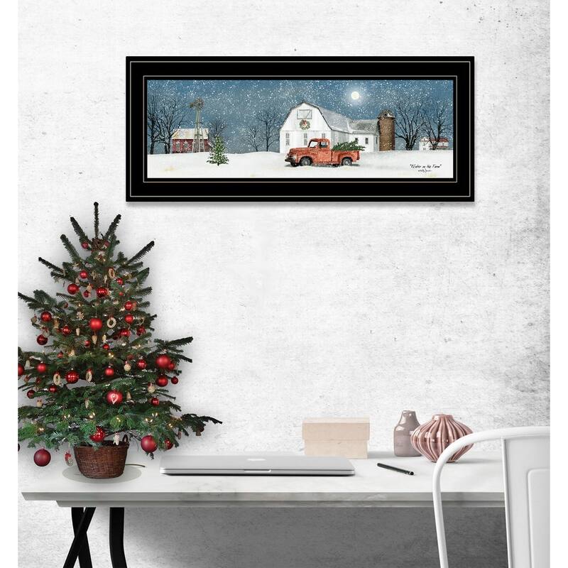 TrendyDecor4U Farmhouse "Winter on The Farm" Framed Print Wall Art by Billy Jacobs