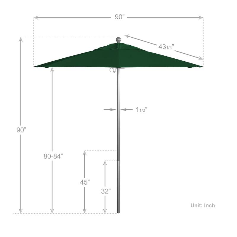 California Umbrella 7.5' Rd. Aluminum Frame, Fiberglass Rib Market Umbrella, Push Open,Anodized Silver Finish, Olefin Fabric