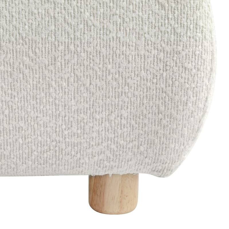 Boucle Fabric Upholstered Platform Bed with Two Removable Pillow Headboard