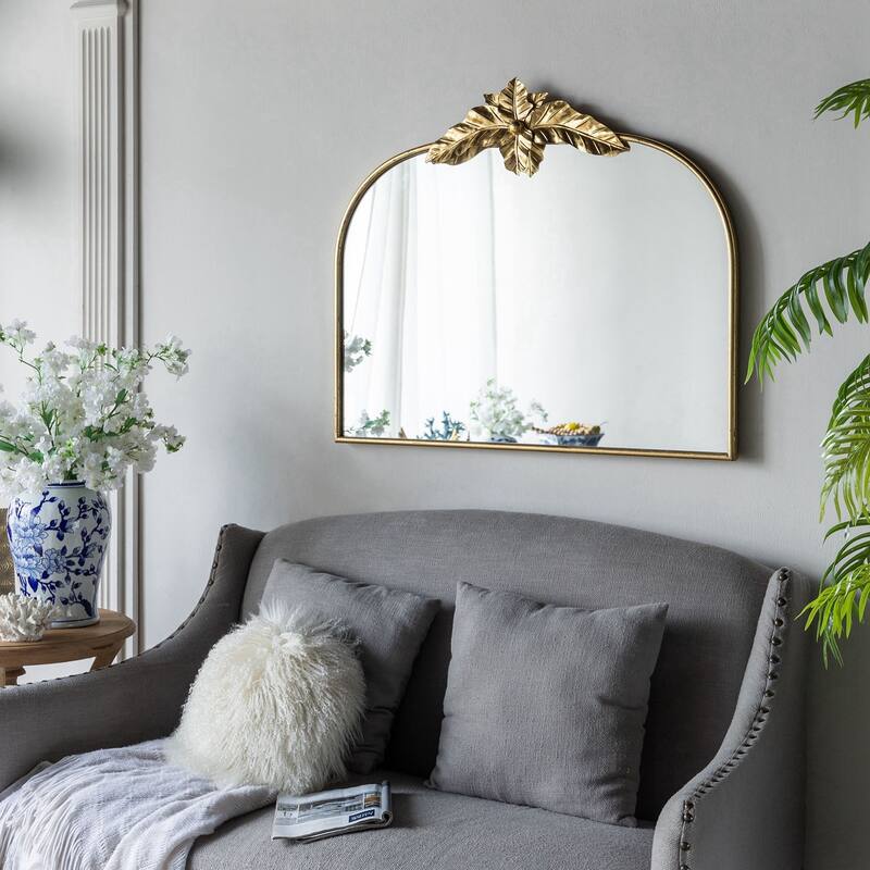 39.5" x 35" Gold Arched Mirror with Metal Frame - Gold