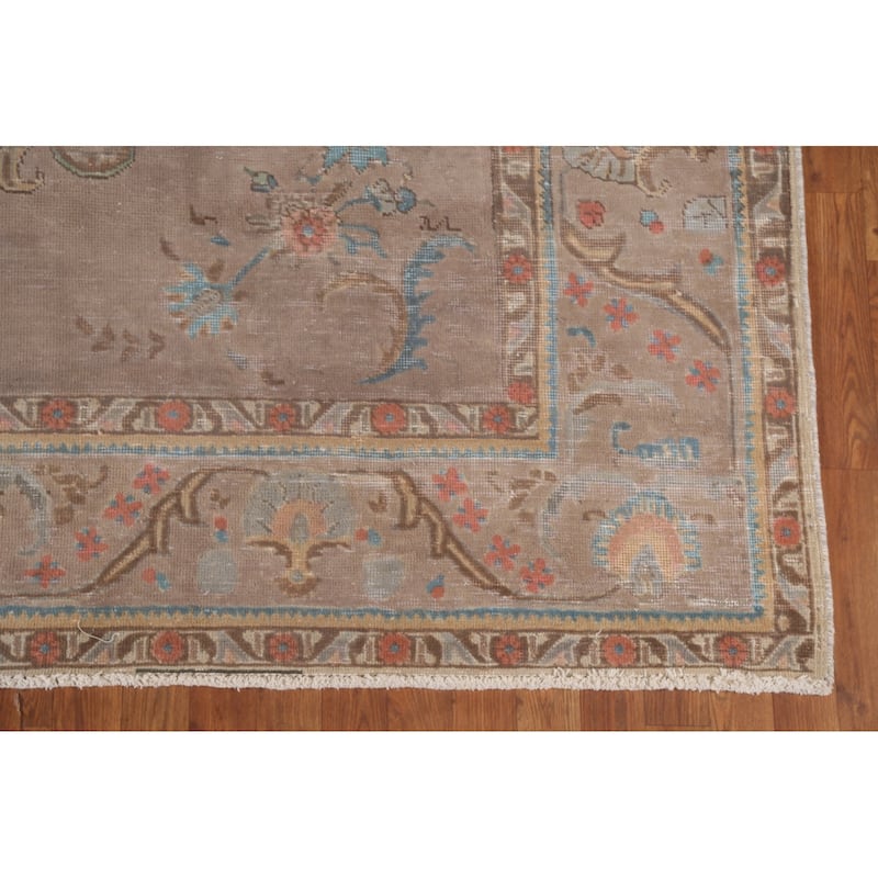Distressed Over-Dyed Tabriz Persian Vintage Rug Oriental Wool Carpet - 8'1"x 11'0"