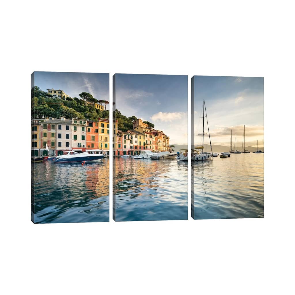 iCanvas "Portofino Harbour At Sunrise, Genoa, Italy" by Jan Becke 3-Piece Wall Art Set
