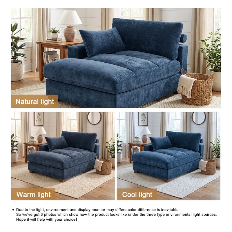 42"W Chenille Upholstered Chaise Lounge