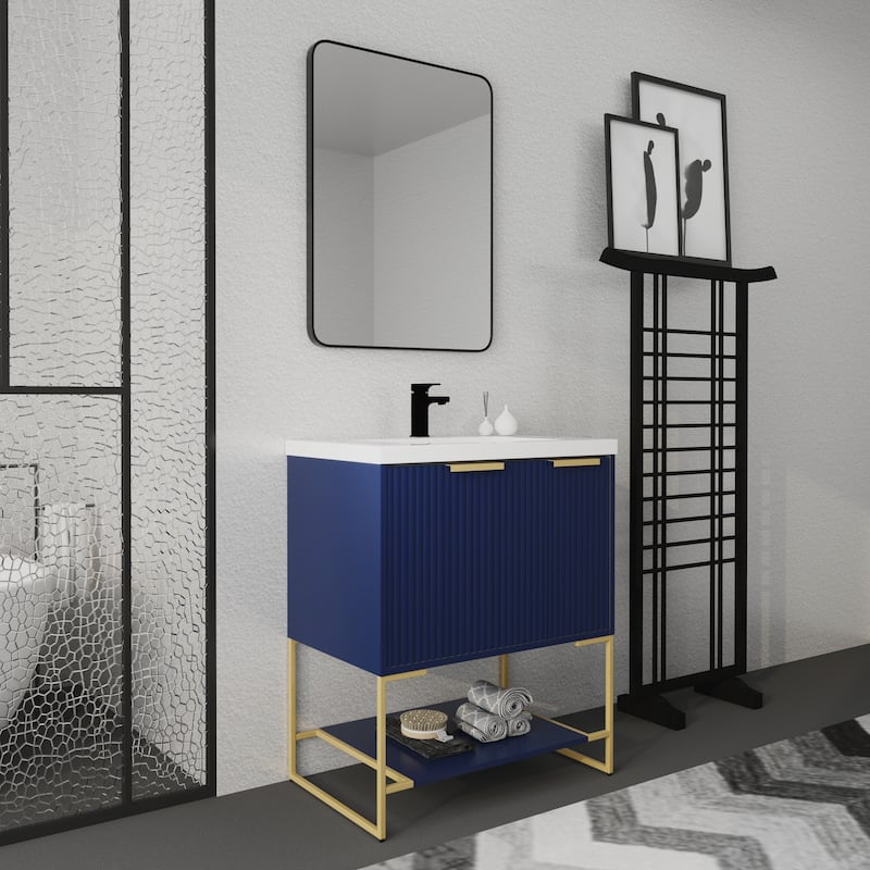 30 Inch Freestanding Bathroom Vanity With Resin Basin,30x18