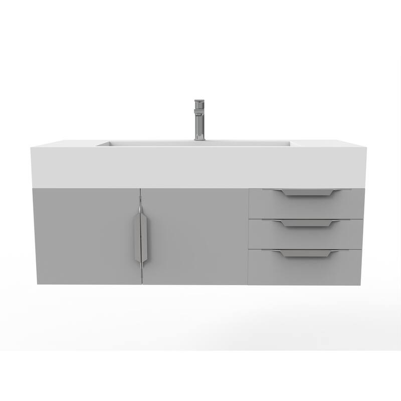 Nile 48" Wall Mounted Bathroom Vanity Set w/ White Top
