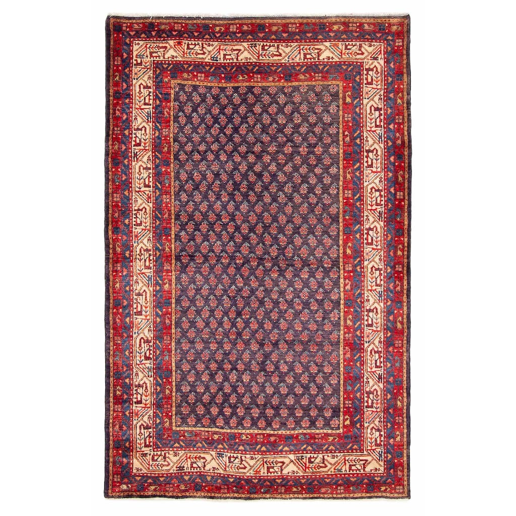ECARPETGALLERY Hand-knotted Andelz Dark Navy Wool Rug - 4'3 x 6'9