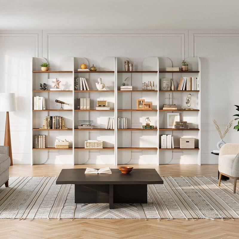 70.87" 5-Tier Double Wide Bookshelf, Open Shelves Tall Floor Standing Bookcase Storage Accent Shelf