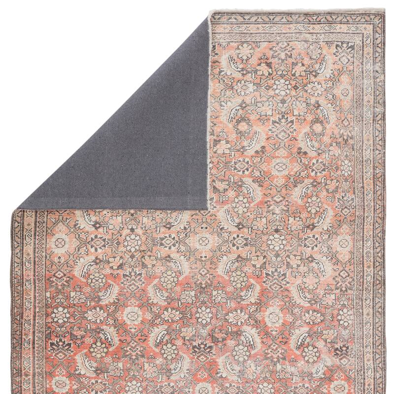 The Curated Nomad Ettons Printed Oriental Orange/ Cream Cotton Mix Area Rug