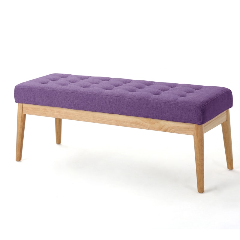 Saxon Mid-century Tufted Fabric Ottoman Bench by Christopher Knight Home - 43.00 L x 15.75 W x 17.00 H