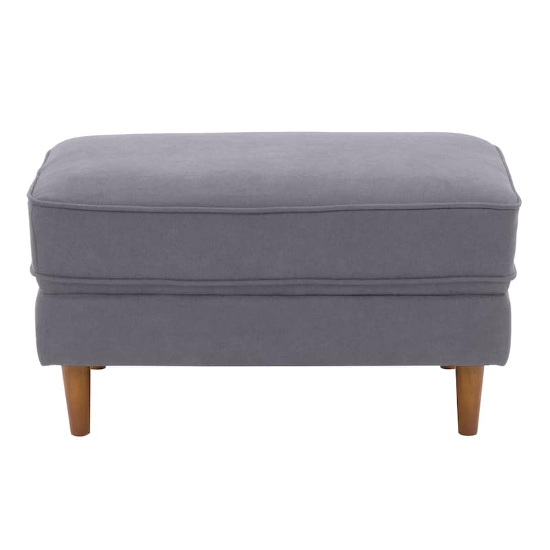 Mulberry Upholstered Mid-Century Modern Ottoman - Grey