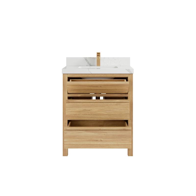 Willow Collections 30 in. W x 22 in. D Elizabeth Solid Teak Wodd Single Sink Bathroom Vanity with Countertop