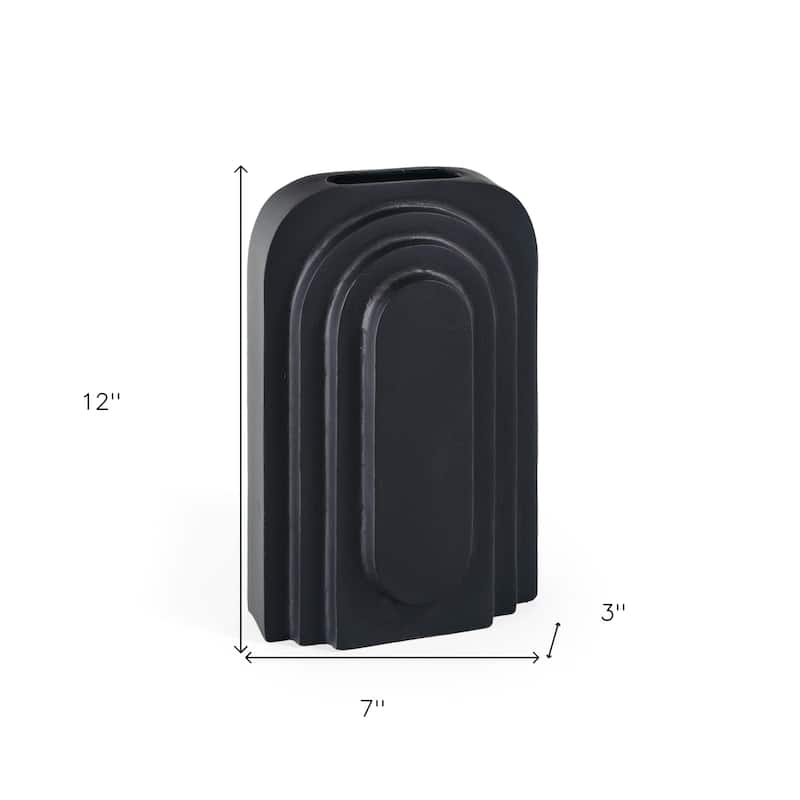 12" Black Geometric Aluminum Table Vase - 7