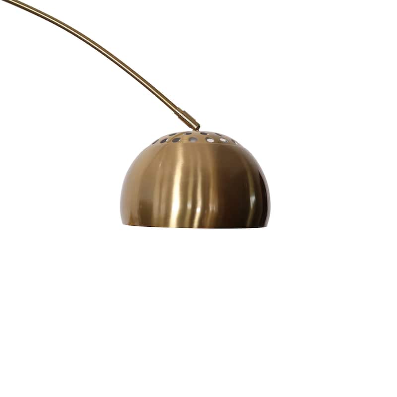 Floor Lamp with White Marble Base and Metal Lamp Shade Arco Collection - 76"