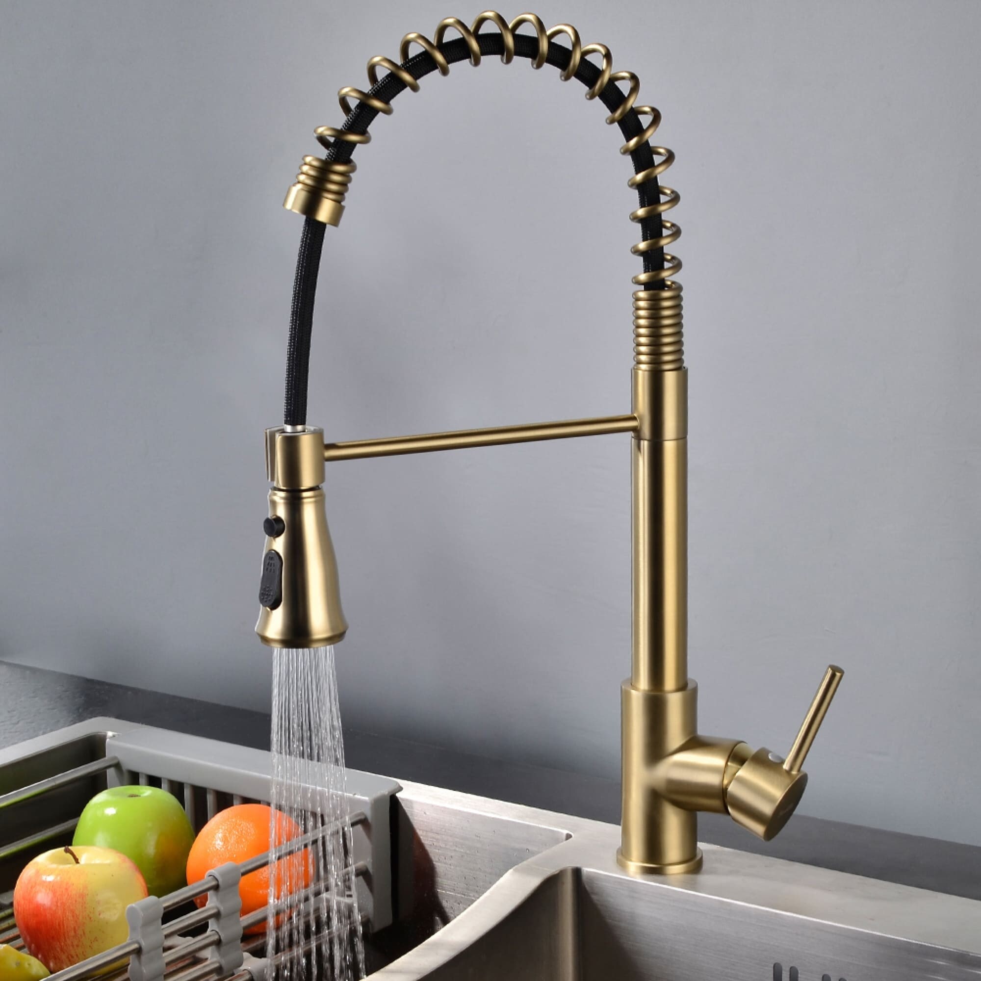 Commercial Kitchen Sink Faucet With Pull Down Sprayer Single Handle Kitchen  Faucet With Sprayer One Hole Spring Basin Faucet