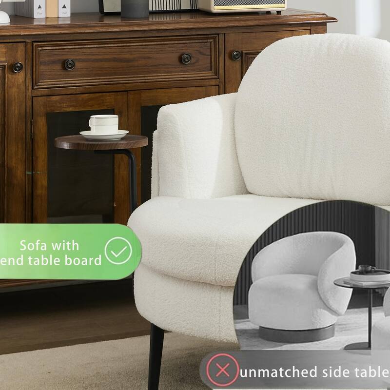 42" Modern Velvet Fabric Accent Chair with Ottoman Set