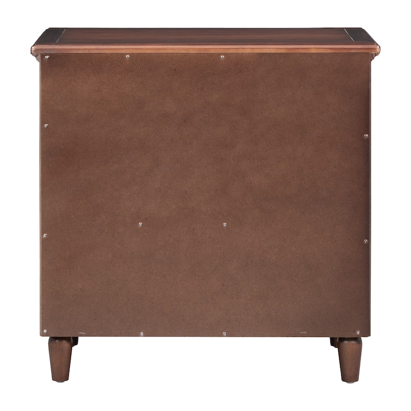 Fully Assembled 3-Drawer Nightstand, MDF & Pine Wood with Rubberwood Legs, Metal Ball Slide Glides