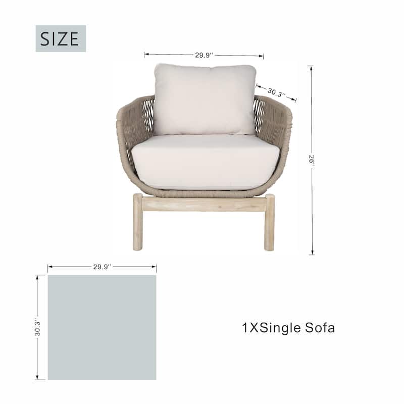 3-Piece Modern Outdoor Acacia Wood Chair Set with Armrest and Side Table
