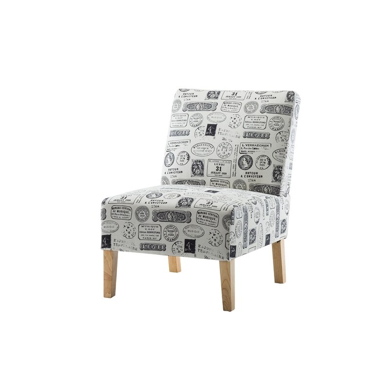 Shop Modern Letter Printed Fabric Accent Chair Living Room Armless