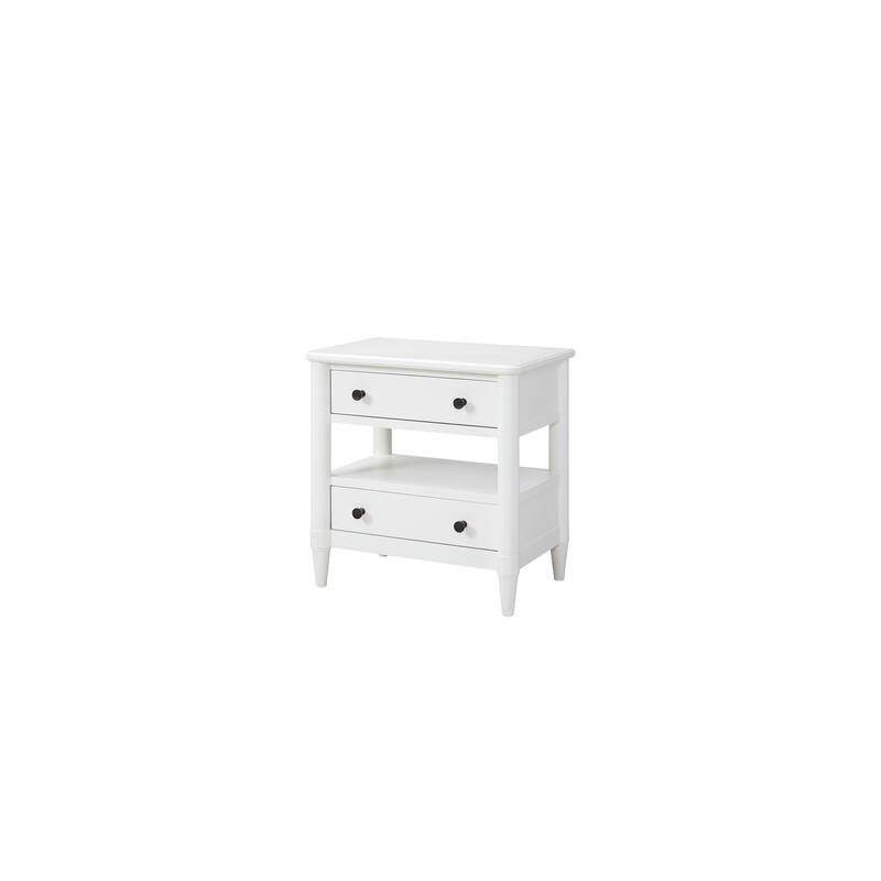 Open Nightstand White Finish With 2 Drawers