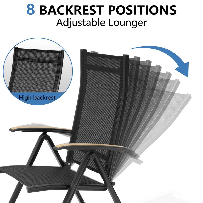 7PC VredHom Outdoor Patio Dining Set Folding Chairs and Dining Table - Set of 7