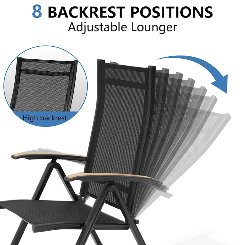 VredHom Outdoor Patio Dining Set Folding Chairs and Dining Table - Set of 7