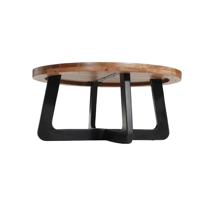 Ava Modern 2-Piece Round Solid Wood Living Room Table Set