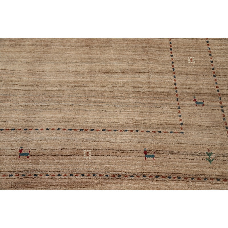 Hand Knotted Oriental 100% Wool Carpet Tribal Animal Pictorial Brown Gabbeh Area Rug - 8' 11'' X 8' 11''