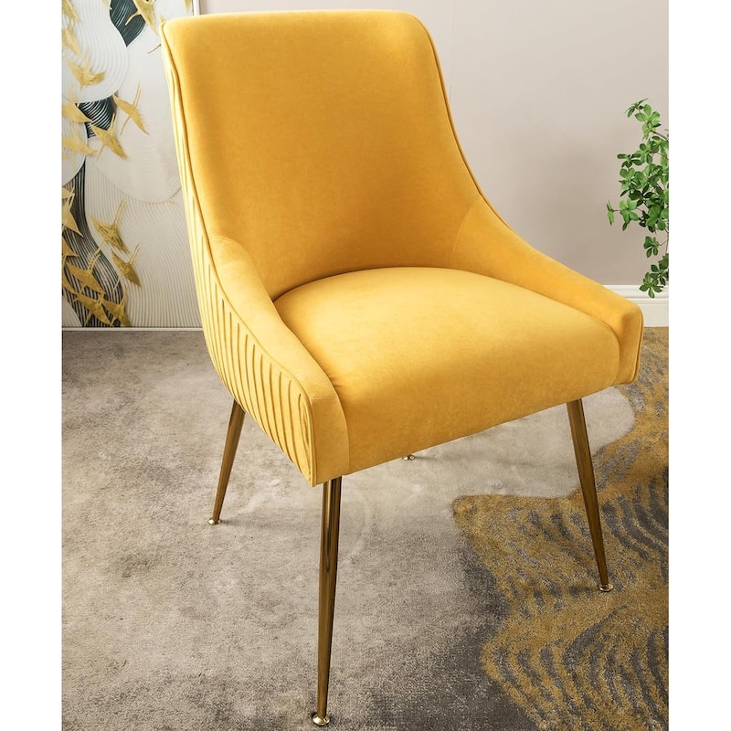 US Pride Furniture Luxury Velvet Chair with Elegant Scoop Back Design Gold Metal Legs and Soft Upholstery Comfortable Seating