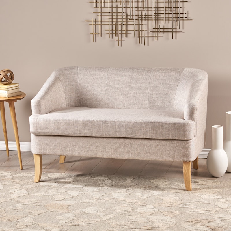 Mid-Century Modern Loveseat with Flared Wood Legs, Sofa Couch for Living Room, Fade-Resistant Accent Sofa for Bedroom or Foyer