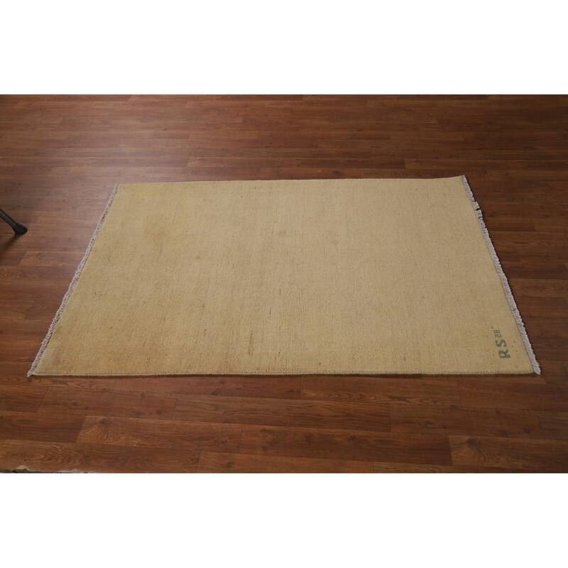 Solid Gabbeh Oriental Foyer Rug Handmade Wool Carpet - 3'3"x 4'11"