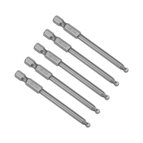 5Pcs Ball End Hex Bits 1/4 Inch Hex Shank 75mm Magnetic 4MM Head Screwdriver
