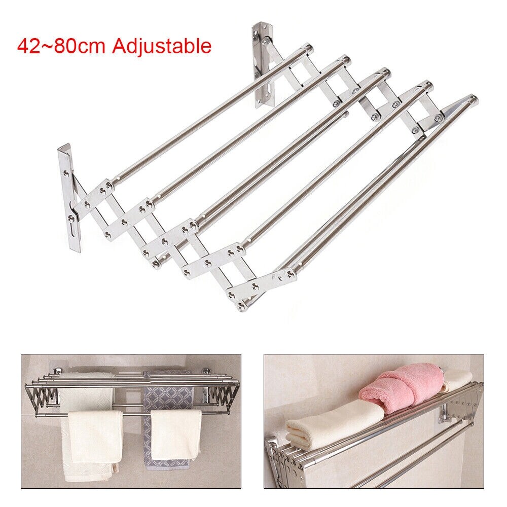 Retractable Towel Rack Wall Mounted Laundry Storage Shelf 31.5